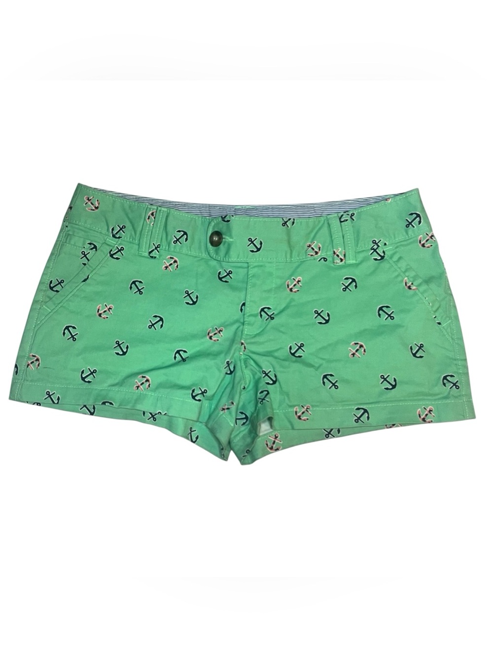 Red Camel Mint Green & Pink Anchor Print Chino Shorts